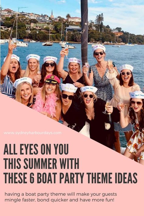 50th Birthday Boat Party, Yacht Rock Theme Party, Bachelorette Party Themes Boat, Yacht Party Theme Ideas, Below Deck Theme Party, 40th Birthday Boat Party, Boat Day Birthday Party, Love Boat Theme Party Outfit, Boat Party Theme Ideas