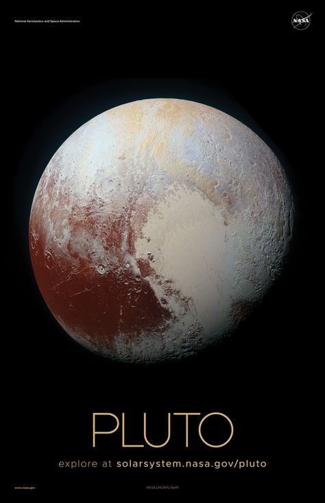 Version C of the Pluto installment of our solar system poster series. Nasa Planets, Planet Pictures, Pluto Planet, Nasa Solar System, Solar System Poster, Nasa Poster, Planet Poster, Sistem Solar, Astronomy Pictures