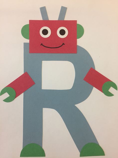 R Letter Craft, R Is For Craft, T Is For, Letter Crafts For Preschoolers, Letter R Craft, R Is For Robot, Letter J Crafts, Preschool Creative Art, Kindergarten Drawing