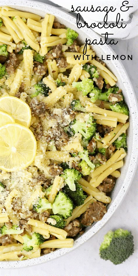 Sausage and Broccoli Pasta with Lemon | Simply Made Recipes Sausage And Broccoli Pasta, Lemon Butter Pasta, Sausage Broccoli Pasta, Pasta With Italian Sausage, Broccoli Sausage, Sausage And Broccoli, Pasta With Lemon, Broccoli Lemon, Pasta With Broccoli