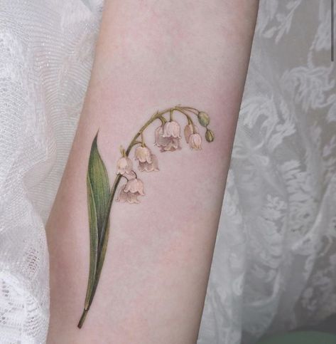 Anime Tattoo Ideas Small, Small Tattoo Flower, Unique Tattoo Quotes, Cute Couple Tattoo, Paintbrush Tattoo, Quotes Tattoo Ideas, Lily Of The Valley Tattoo, Anime Tattoo Ideas, Valley Tattoo