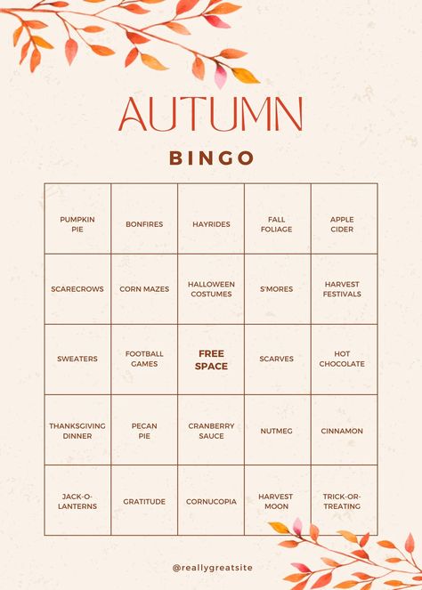 Templates September Bingo, Autumn Bingo, Autumn Challenge, Fall Bingo, Bingo Card Template, Bingo Template, Fall Mood Board, Hot Sweater, Fall Bucket List