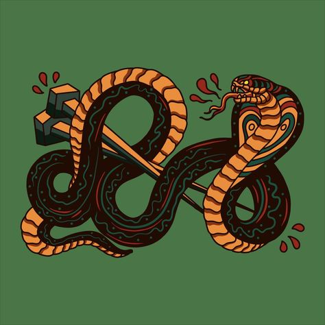 Cobra Illustration, Cobra Vector, Cobra Drawing, Tattoo Cobra, Tattoo King, Indian Cobra, Cobra Tattoo, Snake Illustration, Estilo Cartoon