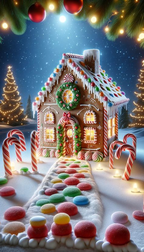 Gingerbread House Phone Wallpaper, Gingerbread House Wallpaper, Gingerbread Background, Christmas Phone Wallpaper Backgrounds, Backgrounds For Christmas, Gingerbread Wallpaper, Santa Background, Gingerbread House Pictures, Phone Wallpaper Backgrounds