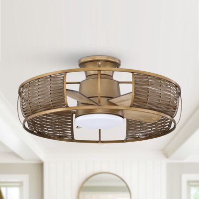 Beachy Ceiling Fan, Nautical Ceiling Fan, Caged Ceiling Fan With Light, Coastal Ceiling Fan, Country House Bedroom, Circle Chandelier, Bent Creek, Caged Ceiling Fan, Rattan Wood