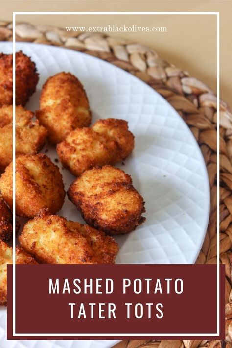 Mashed potato tater tots Diy Tater Tots Homemade, Mashed Potato Tater Tots, Potato Tater Tots, Tot Recipes, Homemade Tater Tots, Potato Side Dishes Easy, Renal Recipes, Baked Potato Toppings, Parmesan Mashed Potatoes