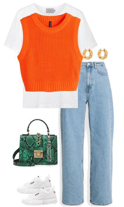 Orange Work Outfit, Outfit Inspo Casual Chic, Summer Outfits 2024 Casual, Polyvore Outfits Casual Chic, Orange And Red Outfit, Orange Winter Outfit, Casual Outing Outfits, Orange Outfit Aesthetic, Warm Spring Outfits