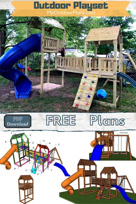 Build Your Own Swingset, Build A Playground For Kids, Building A Playground For Kids, Diy Outside Playground, How To Build Playground, Wooden Playset Plans, Kids Play Structure Outdoors, Playground Plans Diy, Build Your Own Playground