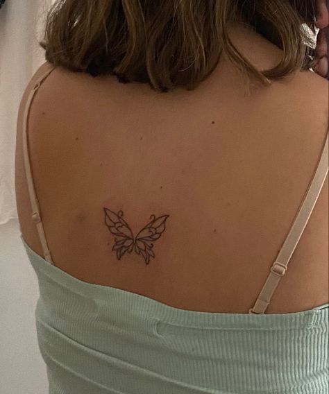 Tiny Wings Tattoo On Back, Butterfly Wings Tattoo On Back Small, Upper Back Tattoo, Fairy Wing Tattoos, Butterfly Wing Tattoo, Wing Tattoos On Back, Tattoo On The Back, Upper Back Tattoos, Small Wing