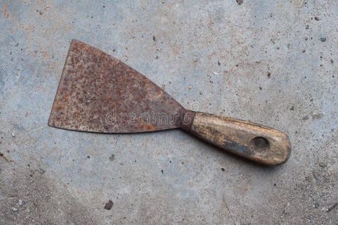 Metal spatula tool scaper on gray abstract textured cement background. stock photography Cement Background, Metal Spatula, Creative Ideas, Cement, Stock Photography, Photo Image, Stock Photos, Tools, Texture