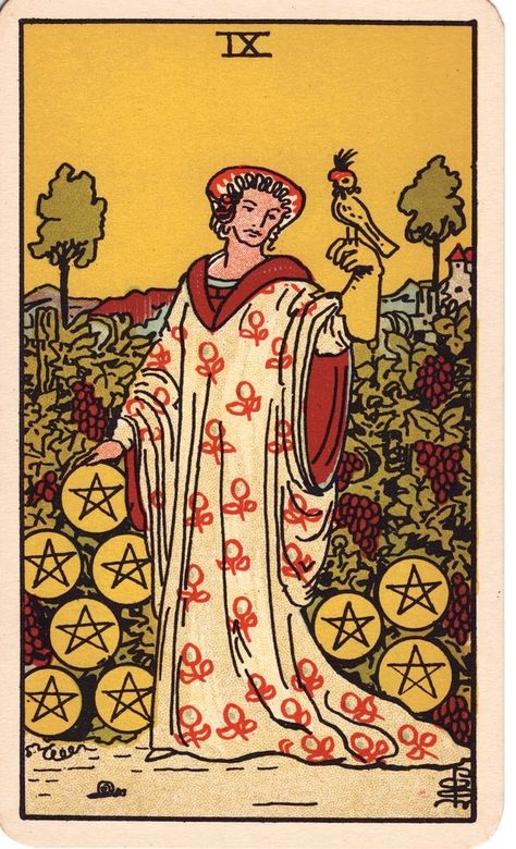 Tarot Waite, Nine Of Pentacles, Best Tarot Decks, Rider Waite Tarot Cards, Tarot Card Reader, All Tarot Cards, Ace Of Pentacles, Rider Waite Tarot Decks, Pentacles Tarot