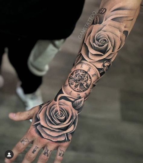 Full Hand Tattoo, Neon Tattoo, Rose Hand Tattoo, Rose Tattoos For Men, Knuckle Tattoos, Bone Tattoos, Men Tattoos Arm Sleeve, Forarm Tattoos, Forearm Sleeve Tattoos