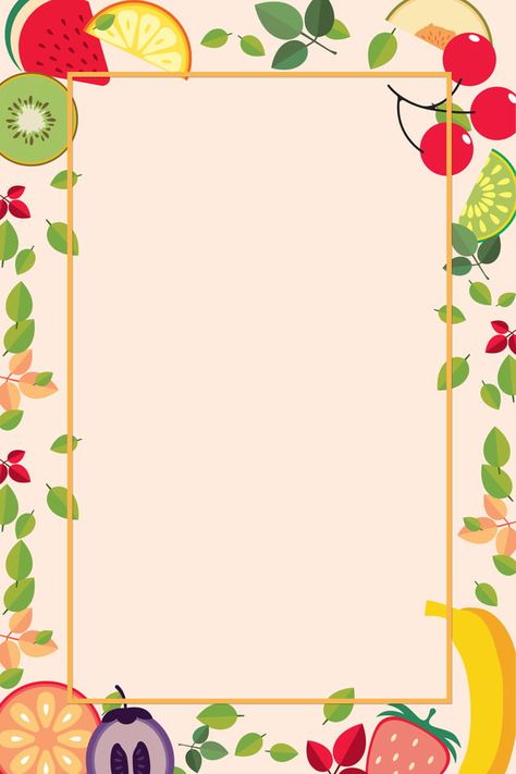 Hand Painted Colorful Fruit Border Juice Single Page Poster Background Material Background Buah, Fruit Invitation, Summer Fruit Juice, Fruits Poster, Juice Poster, Fruits Background, Food Background Wallpapers, Fruit Background, Fruit Logo