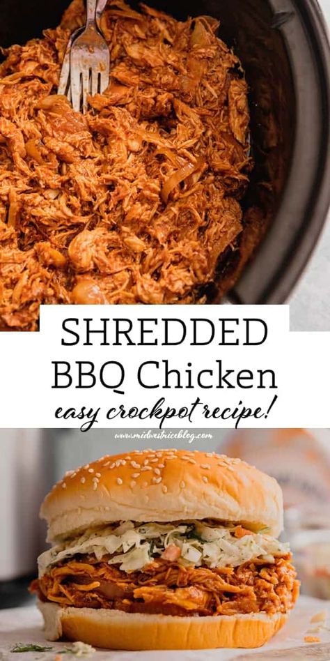 Bbq Boneless Chicken Breast, Bbq Chicken Salad Sandwich, Cream Cheese Crockpot Chicken, Barbecue Chicken Breast Recipes, Crockpot Shredded Bbq Chicken, Pulled Chicken Crock Pot Recipes, Chicken Breast Sandwich, Shredded Chicken Crockpot, Bbq Chicken Recipe