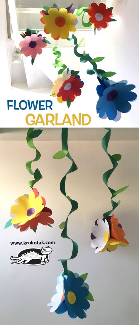 FLOWER GARLAND Spring Flower Crafts, Easter Books, Flower Garland, Paper Crafts For Kids, School Decorations, Flower Garlands, Easy Paper Crafts, Craft Activities For Kids, Spring Crafts