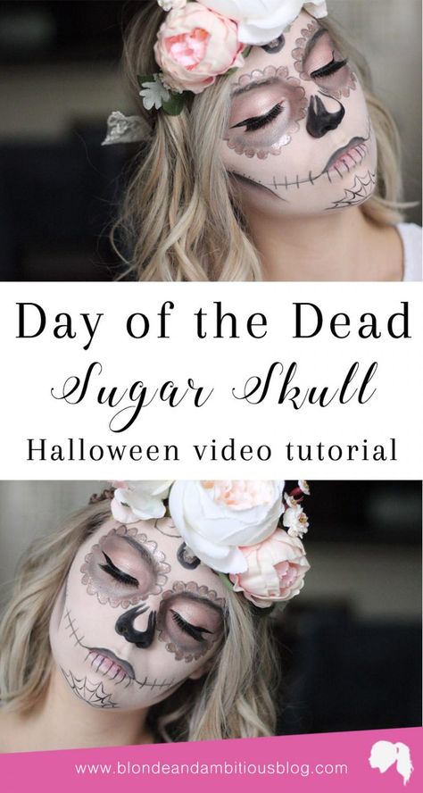 Halloween Tutorial Series: Day of the Dead Sugar Skull Halloween Costume Couple, Halloween Makeup Sugar Skull, Halloween Sugar Skull, Sugar Skull Costume, Halloweenský Makeup, Halloween Make-up Looks, Dead Makeup, Sugar Skull Halloween, Day Of Dead