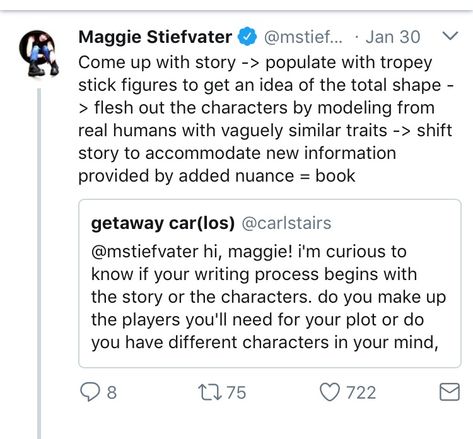 Writing process of Maggie Stiefvater book story Maggie Stiefvater Books, Maggie Stiefvater, Writing Memes, Dialogue Prompts, Published Author, Writing Process, First Novel, Writing Help, Writing Life