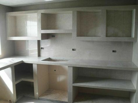 Concrete Cabinets, Cement Kitchen, Concrete Studio, Casa Hobbit, Kitchen Construction, Dirty Kitchen, Desain Pantry, Kabinet Dapur, Concrete Kitchen