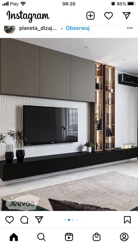 Bedroom Tv Unit Design, Modern Tv Room, Tv Wall Decor Ideas, Bedroom Tv Wall, Living Room Wall Units, Living Tv, Modern Tv Units, Elegant Living Room Design, Living Room Tv Unit