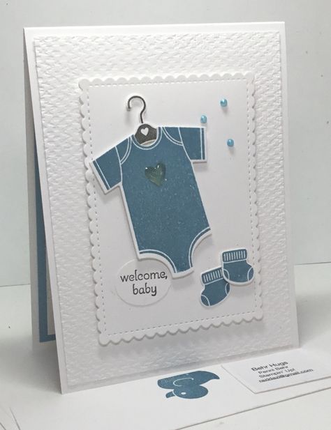 Stampin Up Cutest Onesie, Stampin Up Baby Shower Cards, Welcome Baby Cards Handmade, Handmade Baby Cards, Baby Shower Cards Handmade, Baby Boy Cards Handmade, Hospital Ideas, Stampin Up Baby Cards, Welcome Baby Cards