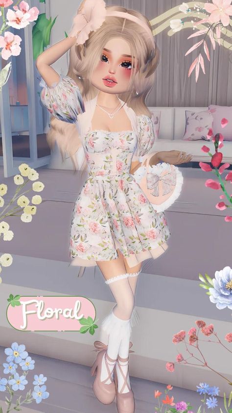 3rd place. ~#Roblox #DTI #Dresstoimpress girl, roblox, outfit,dress to impress, outfit, combo, dress, aesthetic, dti, look, theme, Style, Fashion, Elegant, Chic, Inspo, Floral, Florals, Flowers, Preppy, Cute, Coquette, Stylish, Pink, Soft, Clean girl, Beige, Nature Flower Dti Outfit, Dti Florals Ideas, Di Chic Theme, Pink Floral Dress Aesthetic, Cute Outfit Dress To Impress, Soft Dress To Impress, Aesthetic Dress To Impress Outfits, Dti Coquette Style, Clean Girl Dress To Impress Outfit