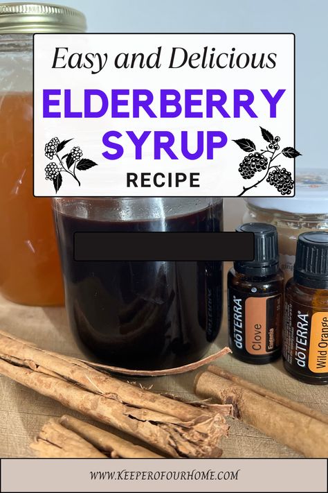 How to make homemade elderberry syrup to support your immune system.  Immune Boosting Elderberry Syrup Recipe. How To Make Elderberry Syrup, Elderberry Cough Syrup, Homemade Elderberry Syrup, Elderberry Syrup Recipe, Elderberry Juice, Homemade Elderberry, Elderberry Recipes, Cinnamon Bark Essential Oil, Natural Medicine Cabinet