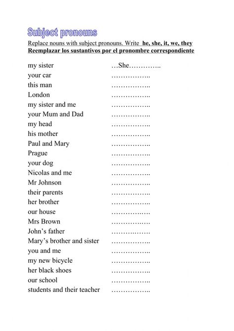 Subjective Pronouns Worksheet, Subject Pronoun Worksheet, Subject Pronouns Worksheet Grade 1, Demonstrative Pronouns Worksheet, Subject Pronouns Worksheet, Personal Pronouns Activities, Pronoun Worksheet, Subjective Pronouns, Pronouns Exercises