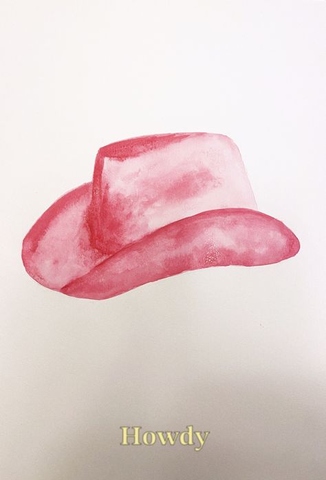 Easy Cow Watercolor Paintings, Cowgirl Watercolor Art, Cowboy Hat Watercolor, Cowboy Boot Watercolor, Watercolor Western Art, Cowgirl Hat Painting, Western Watercolor Paintings, Cowboy Hat Painting, Cowgirl Watercolor