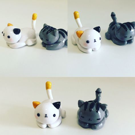 Fimo Kawaii, Crea Fimo, Polymer Clay Cat, Pola Kotak, Clay Cat, Craft Clay, Neko Atsume, ดินปั้น Polymer Clay, Sculpey Clay