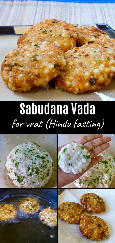 The BEST, perfectly fried and crispy sabudana vada ever! These sabudana vada (tapioca pearl fritters) are crispy from outside while soft from inside, tastes best when served with chutney. Here you will learn all the tips and tricks to frying and perfecting them. This recipe (with step by step photos) will give you the perfect, crispy, authentic Maharashtrian style sabudana vada that can be eaten during Navratri vrat or any Hindu fasting. #sabudanavada #navratri #vrakakhana #snack Vrat Food Recipe, Indian Breakfast Recipes, Sabudana Vada Photography, Sabudana Recipes Videos, Sabudana Vrat Recipes, Sabudana Khichdi For Fast, Sabudana Recipes, Navratri Recipes, Rajasthani Food