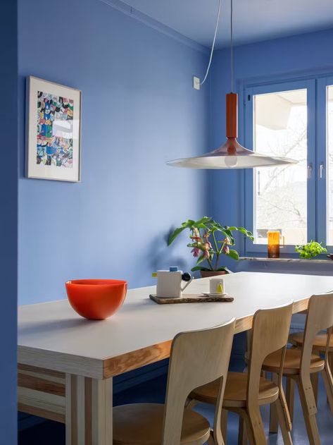 Primary Color Scheme, Family With Twins, Lilac Kitchen, Panel House, Stockholm Apartment, Large Bookshelves, Bright Apartment, Interior Design Color, Renovated Apartment