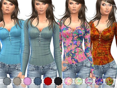 Ribbed Thermal Top - The Sims 4 Catalog Sims 4 Clothes Cc Female Bottoms, Ekinege Sims 4, 2000s Clothes Sims 4 Cc, Sims 3 Cc Clothes Y2k, Sims 4 Cc 2000s Clothes, Sims 4 Tops Cc Female, 2000s Sims 4 Cc, Sims 4 Bottoms Cc, Sims 4 Hippie Cc