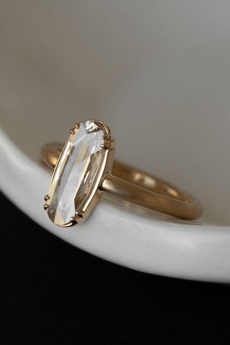 Princess Bezel Ring, Moissanite Engagement Ring Thick Band, Champagne Gold Ring, Bevel Ring Engagement, Matte Gold Engagement Ring, Bevel Engagement Ring Gold, Partial Bezel Engagement Ring, Champagne Gold Jewelry, Champagne Moissanite Engagement Ring