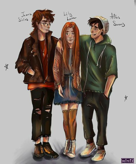 Art by @velveto_art on Insta Potter Siblings, Disney Princess Inspired Outfits, Harry Potter Wallpaper Backgrounds, Novel Movies, James Sirius Potter, Teddy Lupin, Harry Potter Ginny, Harry Potter Miniatures, Harry Potter Next Generation