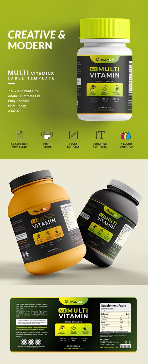 #Multi #Vitamin #biotin #label #food #supplement and design with #bottle label sticker packaging health product #print ready #vector file graphic #idea #inspiration - Image by artfriend Capsule Bottle Packaging Design, Food Supplement Packaging Design, Nutritional Supplements Package Design, Health Supplements Packaging, Diet Medicine, Supplement Ads, Pill Packaging Design, Mockup Idea, Dietary Supplements Packaging