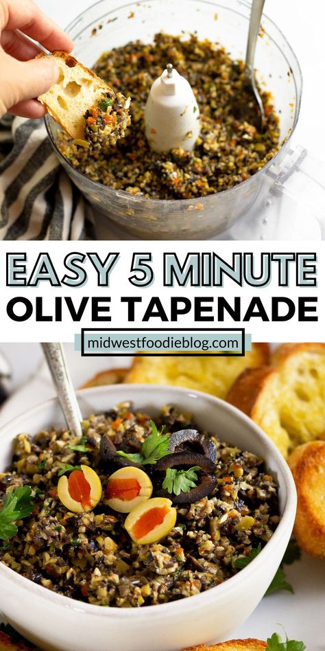 Tapenade Olive Noire, Green Olive Tapenade, Olive Tapenade Recipe, Tapenade Olive, Recipe With Garlic, Tapenade Recipe, Crostini Appetizers, Pizza Topping, Olive Recipes