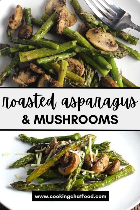 Roasted Asparagus and Mushrooms close up on a white plate. Sautéed Asparagus, Easy Mushroom Recipes, Sauteed Asparagus, Saute Asparagus, Mom Breakfast, Creamy Asparagus, Asparagus And Mushrooms, Steak Side Dishes, Creamy Mushroom Pasta