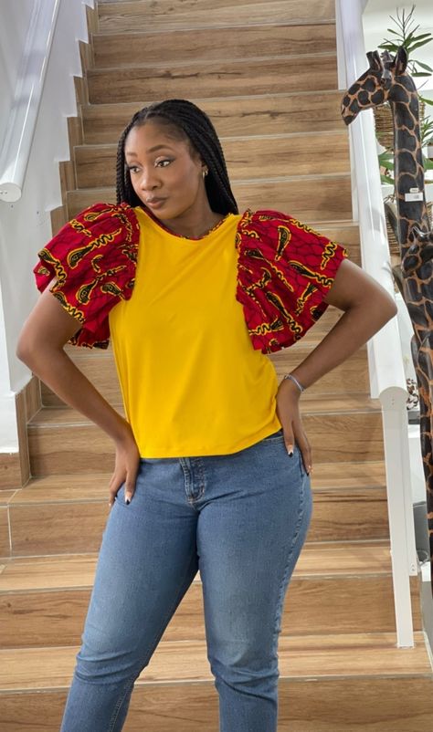 Chitenge Shirts For Ladies, Kitenge Shirts For Ladies, Ankara Office Tops For Women, Ankara Puff Sleeve Top, Panel Blouse Ankara, African Print Shirt, Ankara Tops, African Inspired Fashion, Kitenge