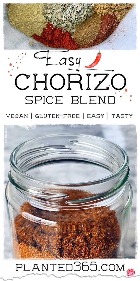 Complete Seasoning Recipe, Homemade Chorizo, Vegan Chorizo, Homemade Dry Mixes, Diy Foods, Homemade Spice Mix, Chili Spices, Spice Blends Recipes, Chorizo Recipes