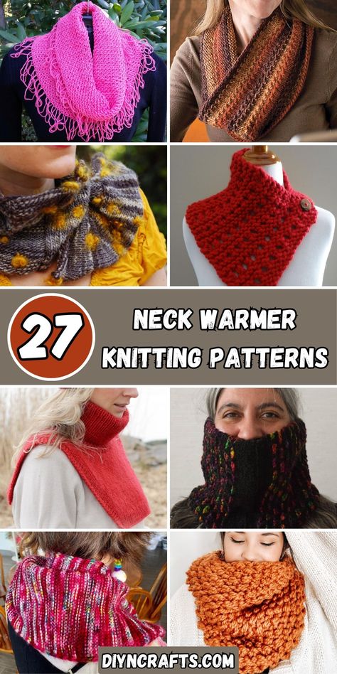 27 Neck Warmer Knitting Patterns Easy Crochet Neck Warmer, Knit Cowl Pattern Free Neck Warmer, Knitted Neck Warmer Free Pattern, Neck Warmer Knitting Pattern, Easy Cowl Knitting Pattern, Easy Scarf Knitting Patterns, Knit Cowl Pattern Free, Knitted Cowl Scarves, Cowl Knitting