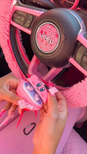 Car Treats, Beats Case, Jeep Pink, Inside The Car Aesthetic, Beats Earbuds, Beats Studio Buds, Car Aesthetics, Pink Jeep, Girly Car Accessories