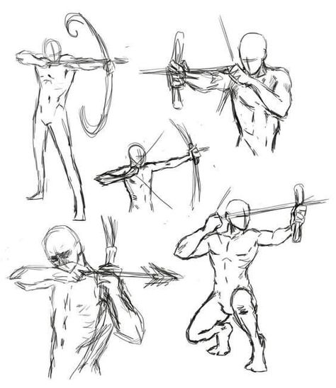 Archery Poses, Corak Menjahit, Bow Pose, Human Figure Drawing, Anatomy Drawing, Poses References, Figure Drawing Reference, Body Drawing, Action Poses