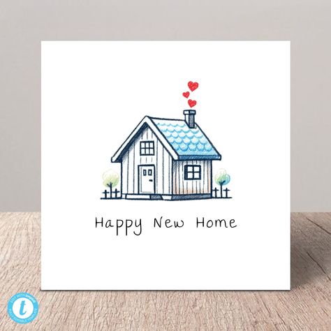 Housewarming Cards, Housewarming Wishes, Happy New Home Card, Chimney Design, Housewarming Card, Fresh Starts, Happy New Home, New Home Cards, Estate Logo