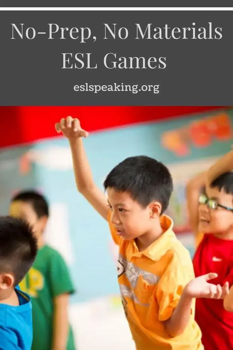 Check out these no-prep or low-prep ESL games and activities. Level up your English classes, but don't spend a ton of time on lesson planning.   #eslgame #eslgames #eslactivity #eslactivities #tefl #elt #tesol #tesl #lessonplan #lessonplanning Esl Activities For Kids, Fun English Games, High School Esl, English Games For Kids, Teaching Esl, Esl Games, Drama Games, Ell Students, English Summer