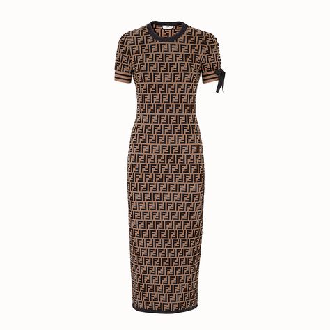 FENDI DRESS - Multicolour fabric dress - view 1 zoom Fendi Dress Outfit, Fendi Dress, Pencil Skirt Outfits, Vanessa Paradis, Italian Outfits, Africa Fashion, Fashion Attire, Casual Chic Outfit, Kpop Fashion Outfits