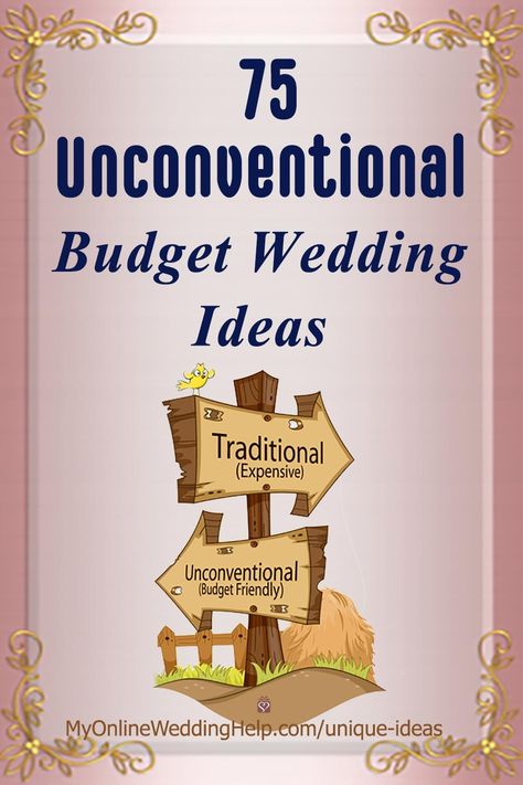 Unconventional wedding planning on a budget. How to stay within your wedding budget by taking the road less traveled. It's a WHOLE BUNCH of nontraditional wedding ideas you may not have thought about, geared toward frugal weddings. Not all will work for you, but there's enough there to brainstorm. #WeddingPlanning #WeddingIdeas #BudgetWedding #UnconventionalWedding Nontraditional Wedding Ideas, Budget Wedding Ideas, Wedding Checklist Budget, Frugal Wedding, Wedding Planning On A Budget, Wedding Help, The Road Less Traveled, Unconventional Wedding, Road Less Traveled