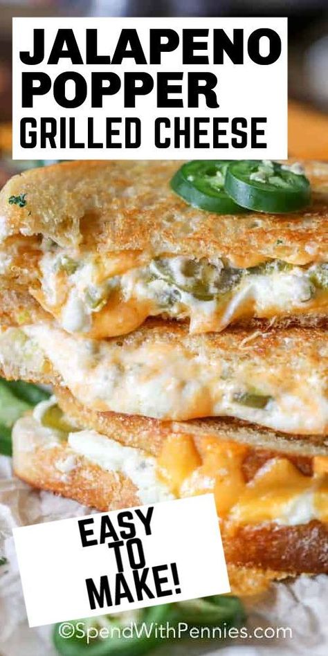 What could possibly be better than grilled cheese? How about a jalapeño popper grilled cheese! With cream cheese, sourdough bread and jalapeños this spicy treat is irresistible. #spendwithpennies #jalapeñopoppergrilledcheese #grilledcheese #lunch #sandwich #maindish Parrilladas Ideas, Cheese Sourdough Bread, Cheese Sourdough, Popper Grilled Cheese, Gourmet Grill, Gourmet Grilled Cheese Sandwich, Jalapeno Popper Grilled Cheese, Gourmet Grilled Cheese, Gourmet Grilling