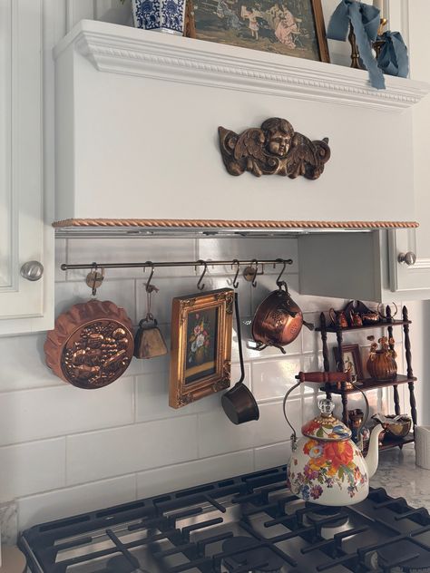 Modern Trim Metal S-Hook Wall Rack … curated on LTK Hanging Pot Rack Decorating Ideas, Rod Above Stove, Hanging Rod In Kitchen, Kitchen Wall Rack, Modern Trim, Hanging Pans, Pot Rack Hanging, Over Sink, Coffee Bar Home