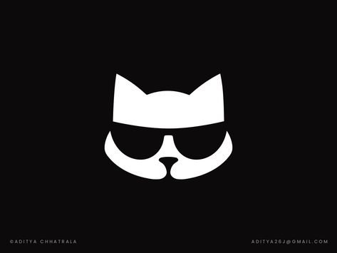 Cool Cat - logo design by Aditya Chhatrala Lucky Cat Logo, Cat Logo Design Ideas, Random Logo, Coco Logo, Cat Branding, Introvert Cat, Logo Cat, Cat Graphic Design, Desert Cat