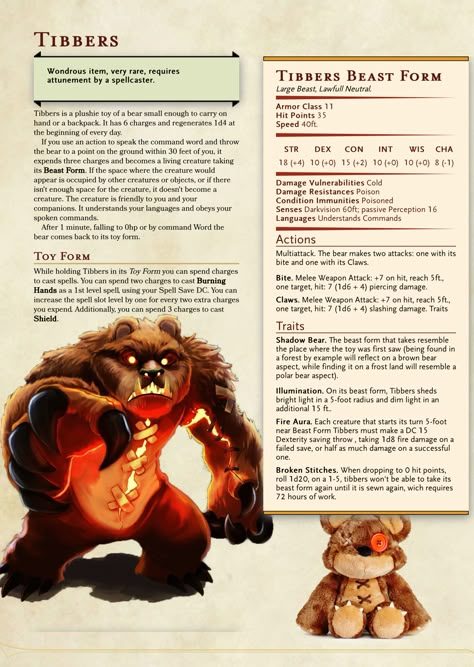 Teddy Bear D&D Character Sheet Dnd Npc Character Sheet, Monster Character Sheet, D&d Npc Ideas, Dnd Npc Sheet, Monster Teddy Bear, Dnd Homebrew Monsters, Dungeons And Dragons Monsters, Christmas Dnd, D And D Characters